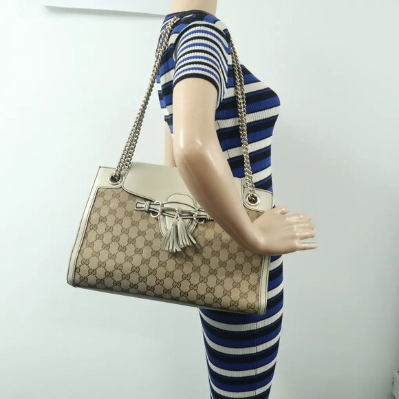 GUCCI Emily Brown Cloth Shoulder Bag 552-060525 - Picture 11 of 11